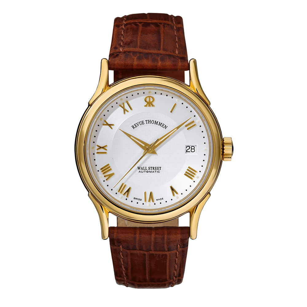 REVUE THOMMEN 梭曼錶 華爾街系列 自動機械腕錶 銀面x皮帶/37mm (20002.2512)