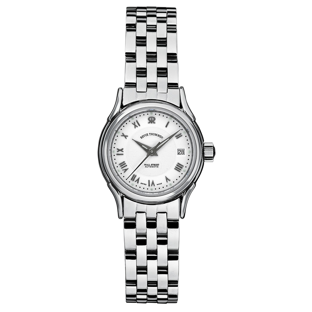REVUE THOMMEN 梭曼錶 華爾街系列 女士自動機械腕錶 銀面x鍊帶/25mm (20501.2132)