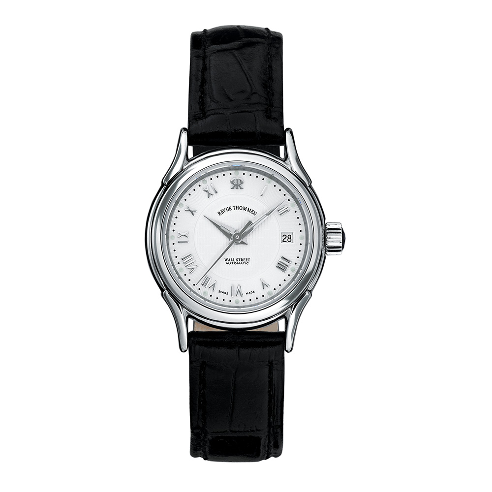 REVUE THOMMEN 梭曼錶 華爾街系列 女士自動機械腕錶 銀面x皮帶/25mm (20501.2532)