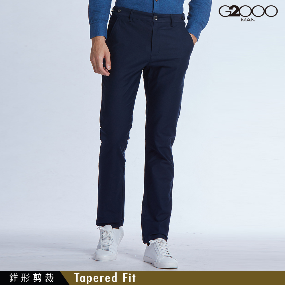 G2000時尚素面休閒長褲-深藍色