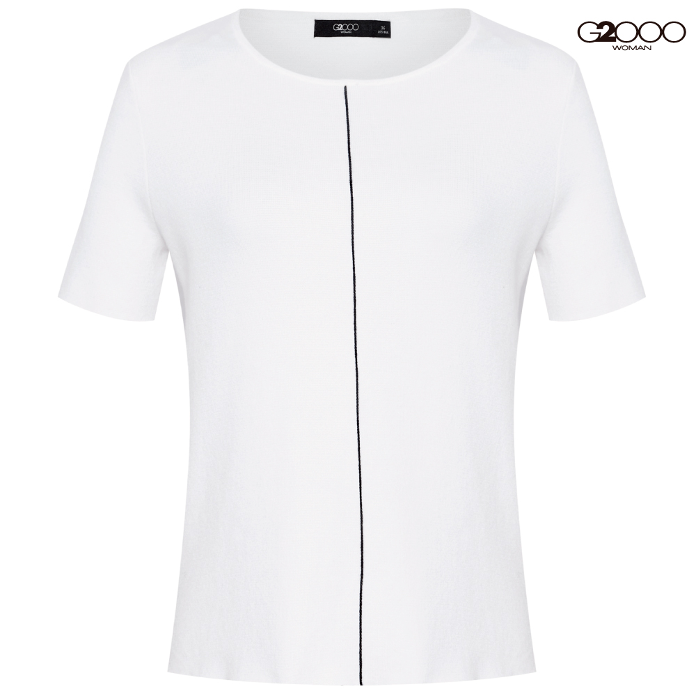 G2000時尚素面短袖針織衫-白色