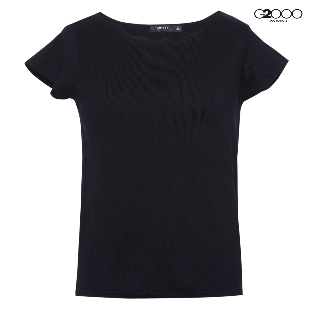 G2000時尚素面短袖針織衫-黑色
