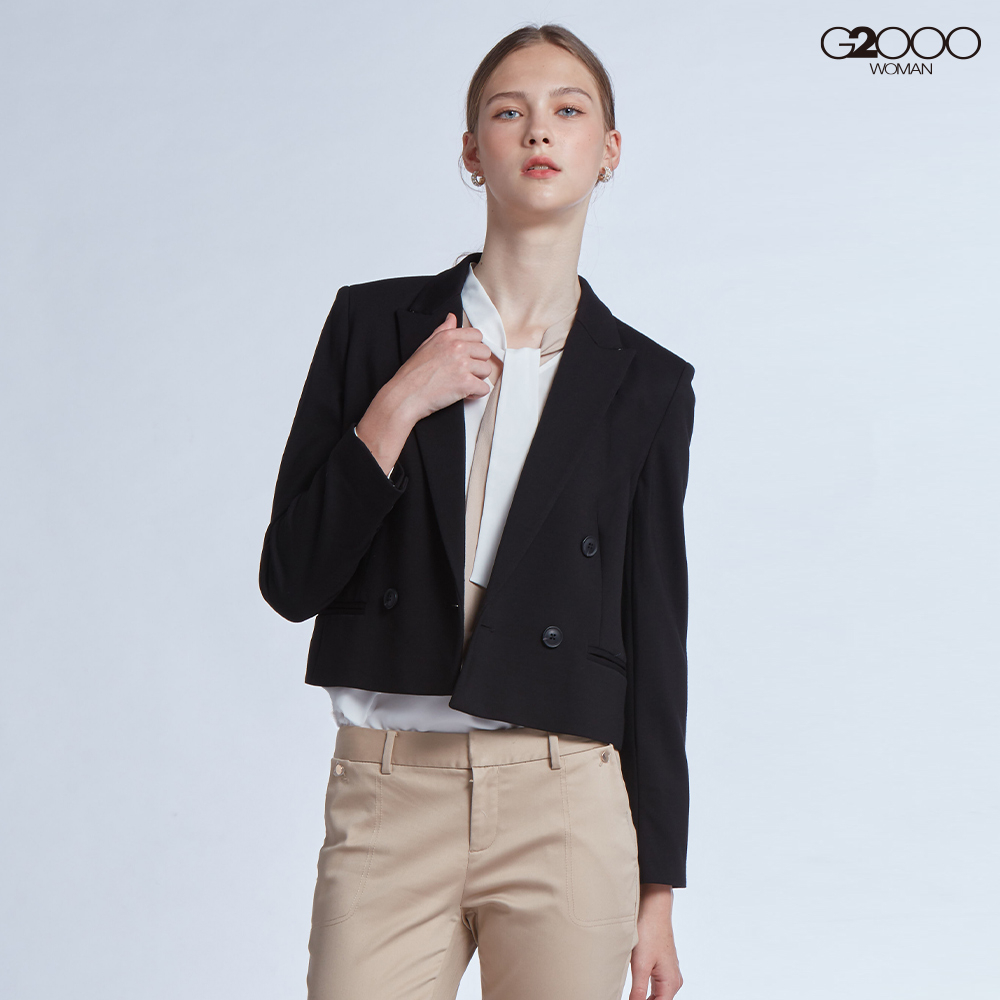 G2000時尚雙排釦西裝式外套-黑色