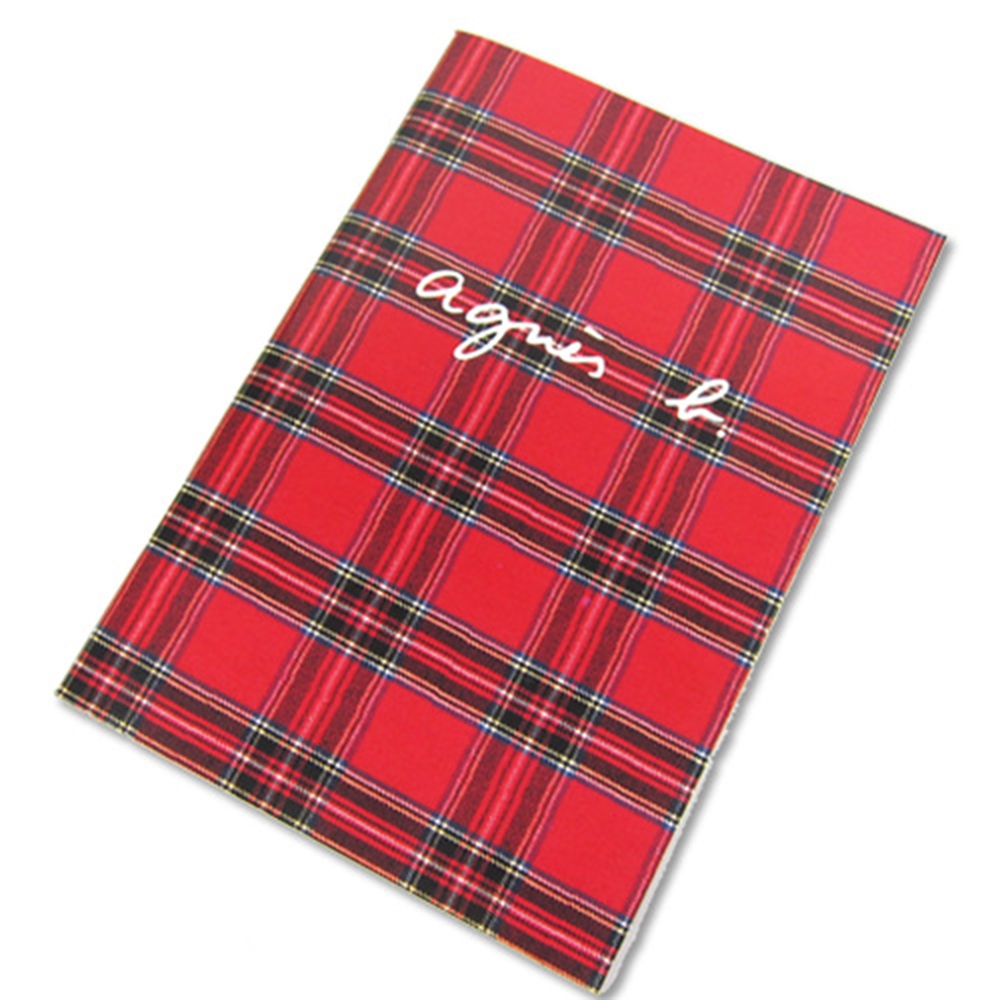 agnes b.蘇格蘭紋筆記本-紅