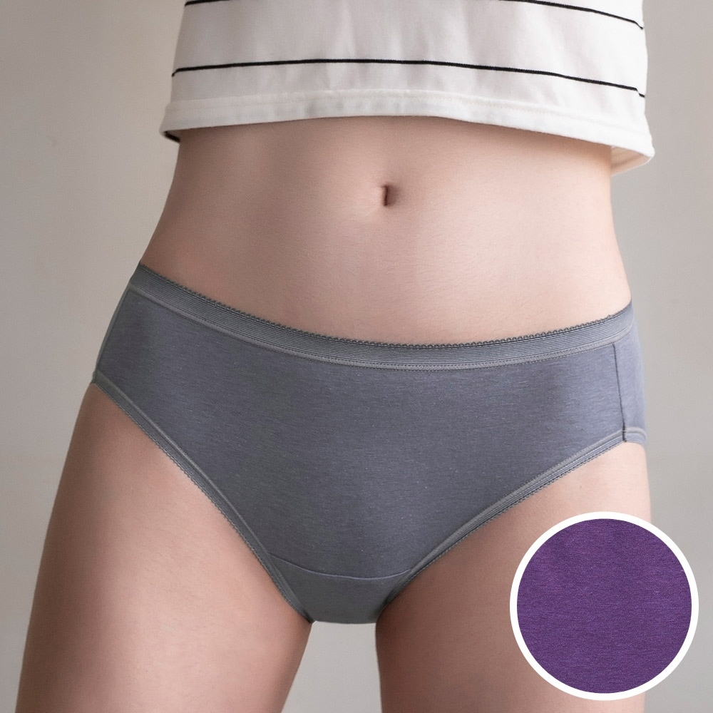 華歌爾-竹炭纖維 M-LL中腰高裾三角褲(紫) 促進血液循環-NS5126U4