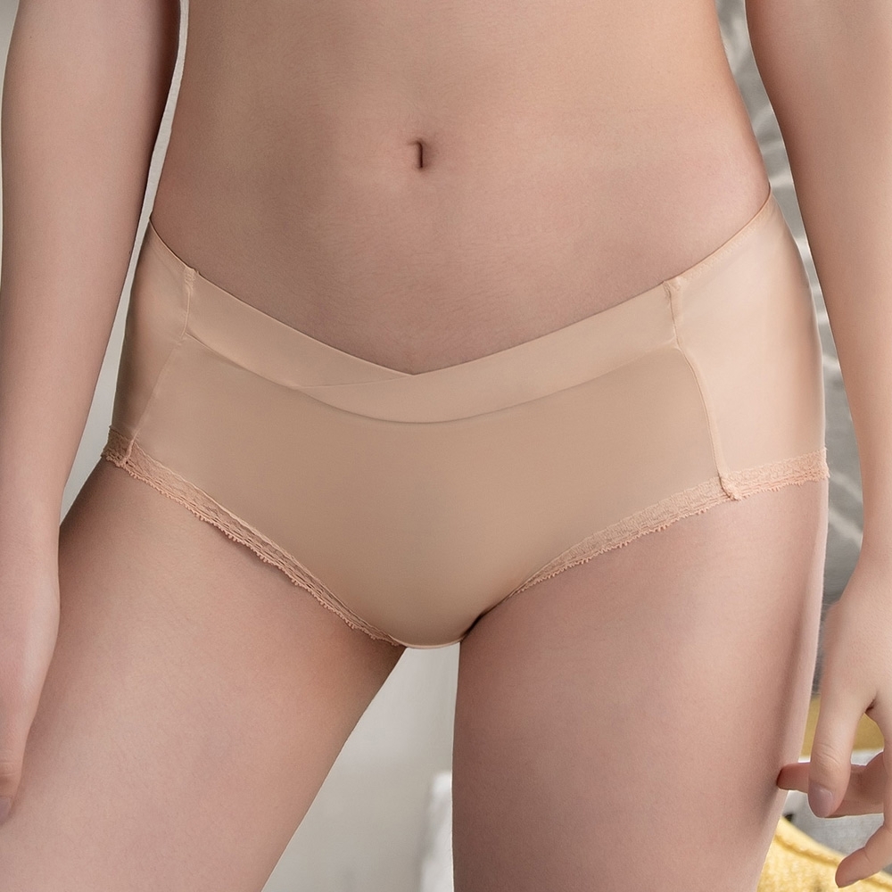 華歌爾-輕柔記形M-LL中腰蕾絲平口褲(元氣膚) 極細纖維-VS3379TU