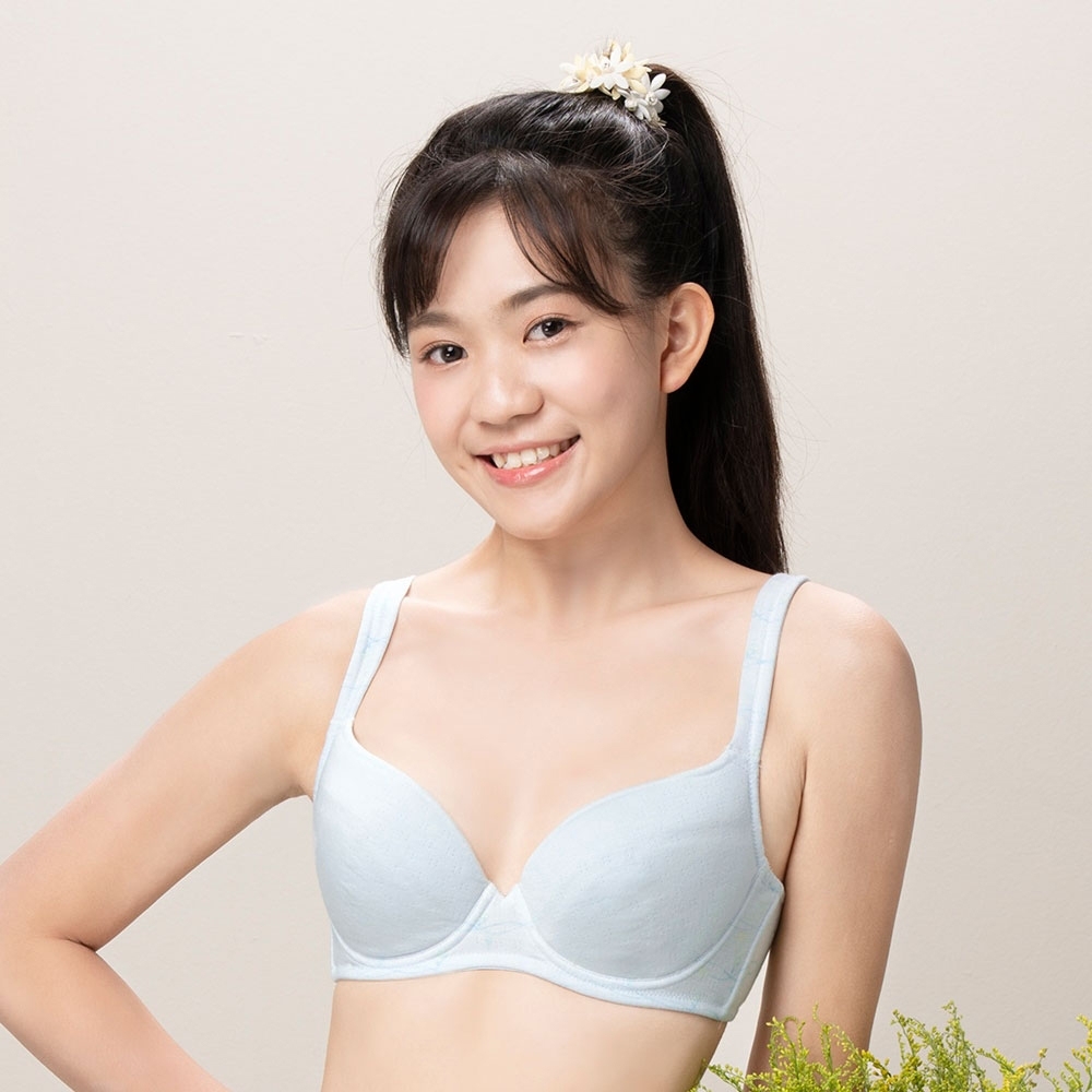 嬪婷-環保系列-咖啡牛奶紗 D罩杯少女內衣(清爽藍) -BB2359D8