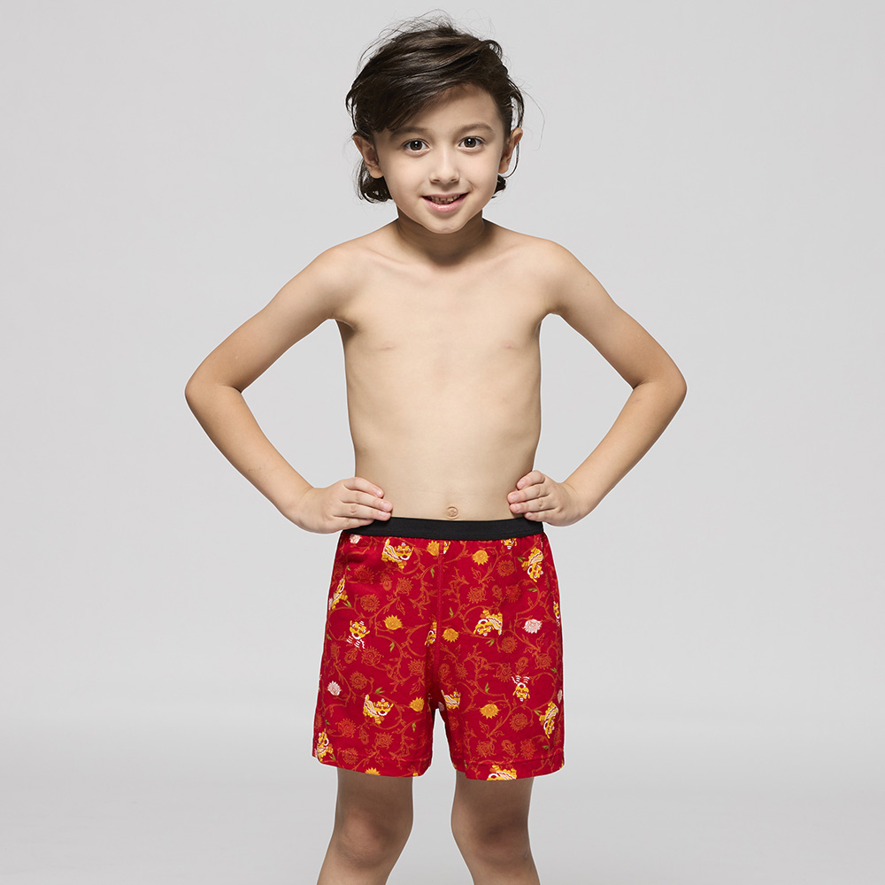 DADADO-繁花躍獅 110-130男童內褲(紅) 品牌推薦-舒適寬鬆-GCQ301RS