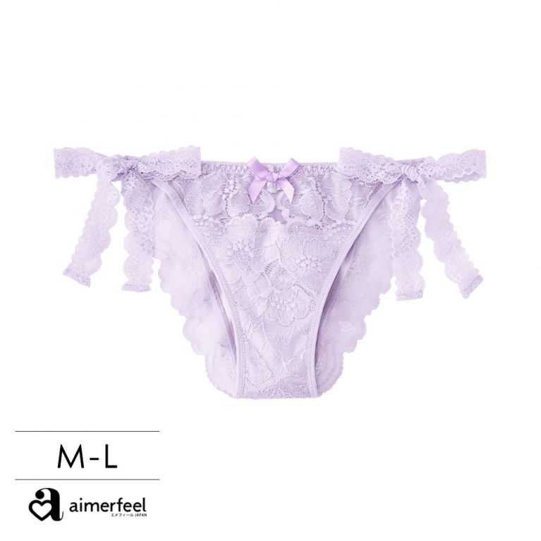 aimerfeel-Corinne蕾絲綁繩半包臀內褲-紫色-1950125-PU