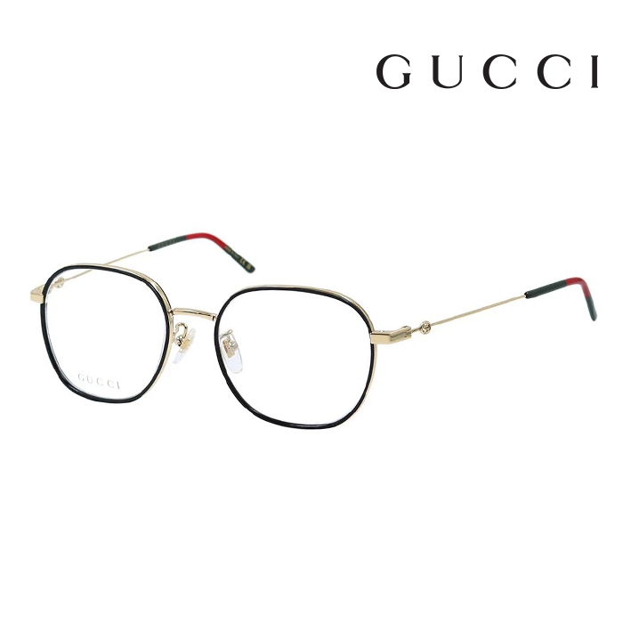 【Gucci】古馳 光學鏡框 GG1198OA 001 53mm 拼色時尚 橢圓框眼鏡 LOGO鏡腳 黑/金色