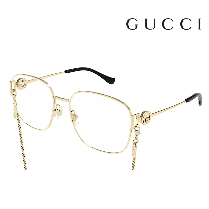 【Gucci】古馳 光學鏡框 GG1209O 001 57mm 大鏡面 方框眼鏡 淺金色 附贈眼鏡鍊