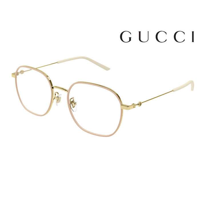 【Gucci】古馳 光學鏡框 GG1198OA 002 53mm 橢圓方形框眼鏡 LOGO鏡腳 金色