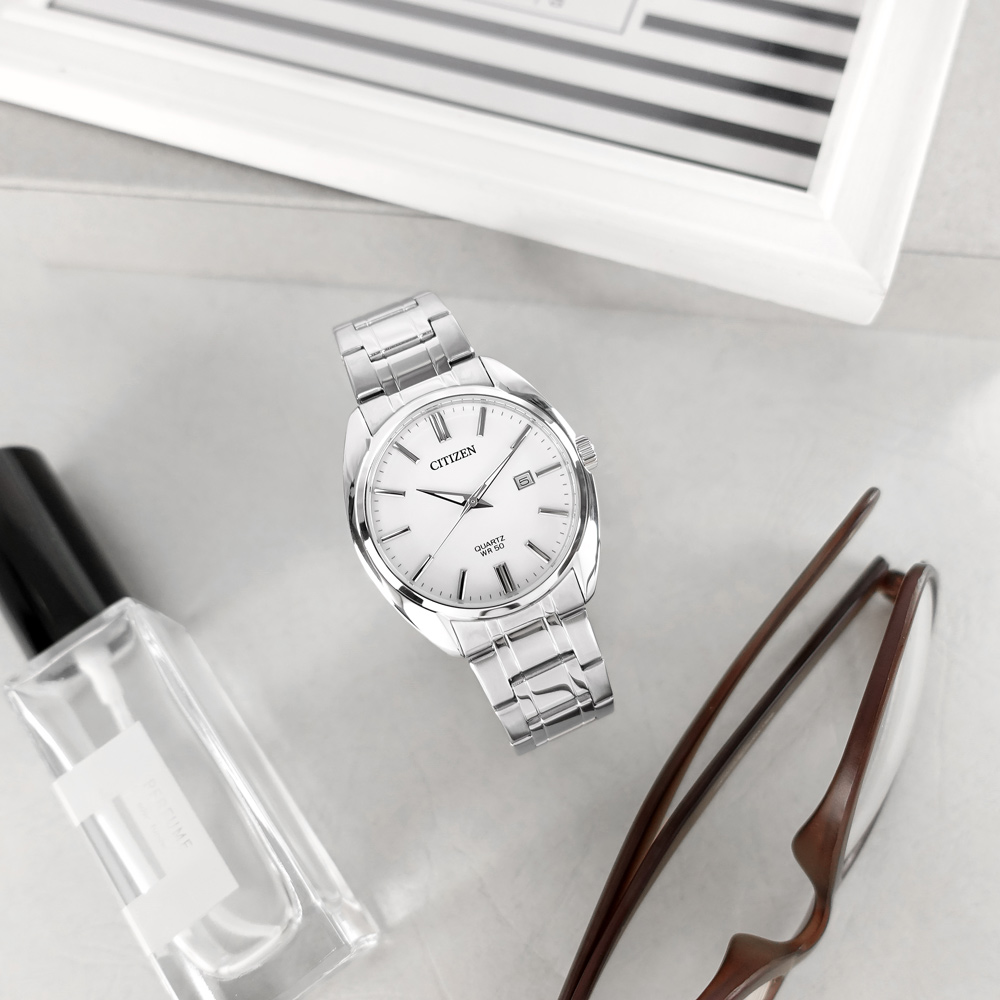 CITIZEN 星辰表 / BI5100-58A / 礦石強化玻璃 日本機芯 日期 不鏽鋼手錶 白色 41mm