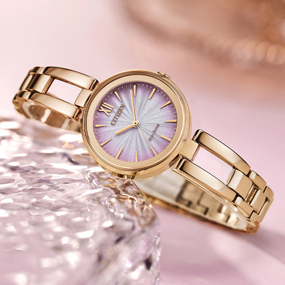 CITIZEN星辰 LADYS系列 光動能時尚玫瑰金腕錶 28mm / EM0809-83Z