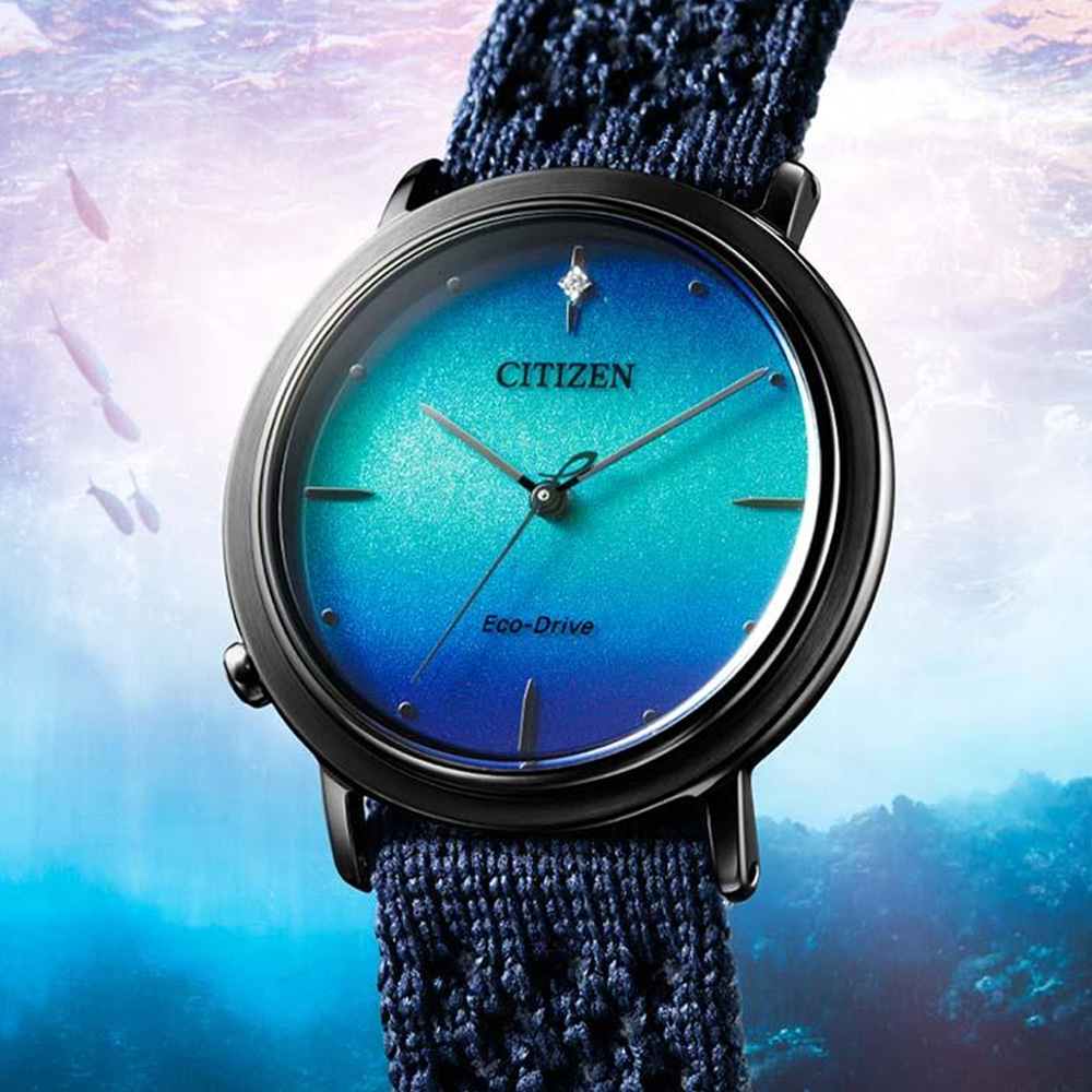 CITIZEN星辰 L系列 光動能 自然共舞 大地之水時尚腕錶 34mm/EM1005-42L