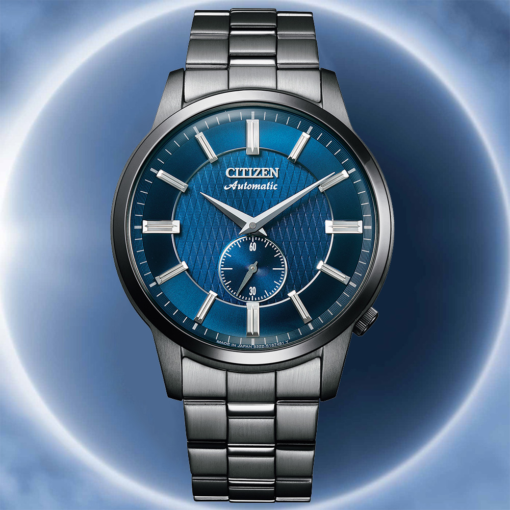 CITIZEN星辰 Mechanical系列 經典小秒針機械腕錶-黑x藍 41mm/NK5009-69N