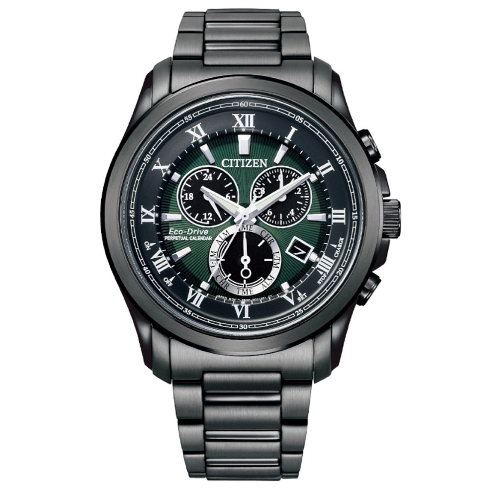 CITIZEN星辰 GENTS系列 光動能三眼計時羅馬腕錶 43mm / BL5547-89X
