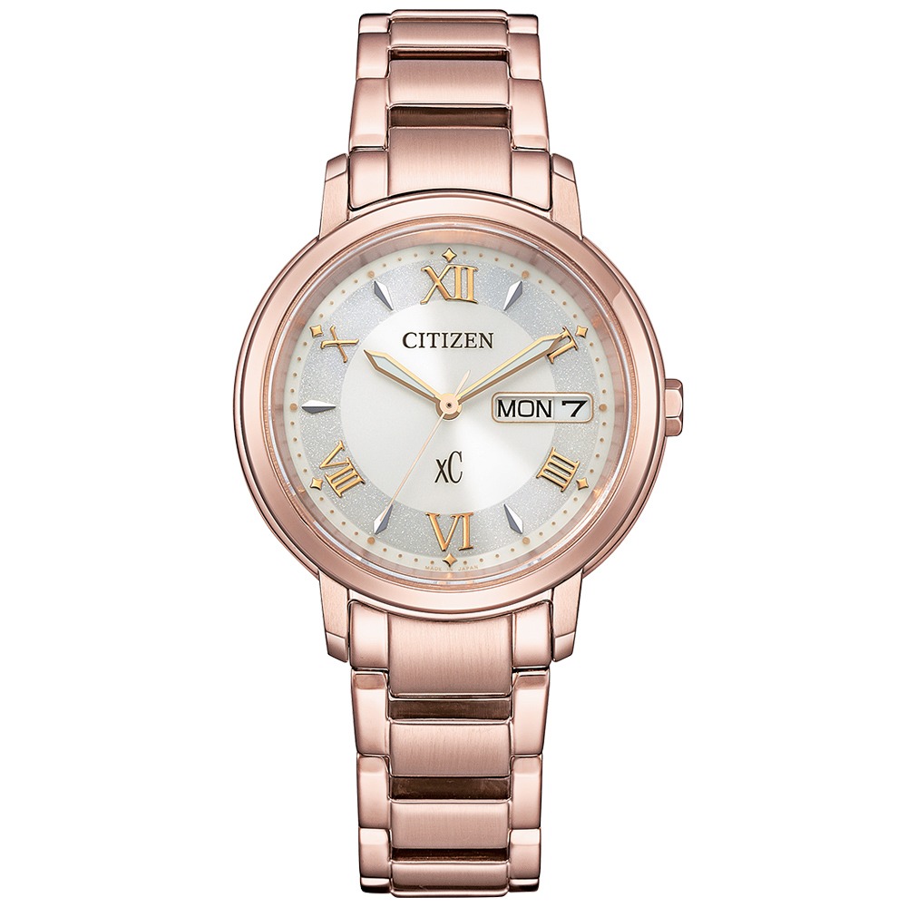 CITIZEN星辰 xC系列 光動能 玫瑰金時尚腕錶 32.5mm / EW2426-62A