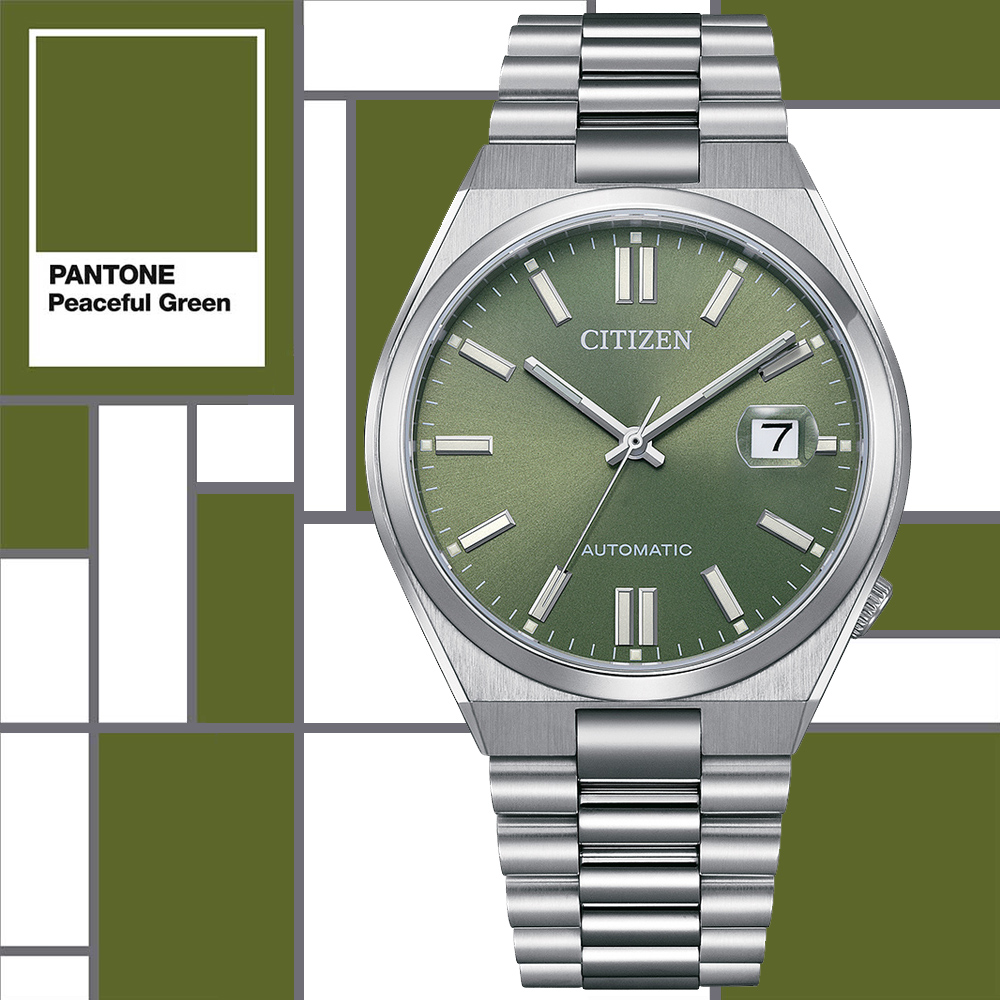 CITIZEN星辰 Mechanical系列 PANTONE限定 時尚機械腕錶-綠 40mm/NJ0158-89Z