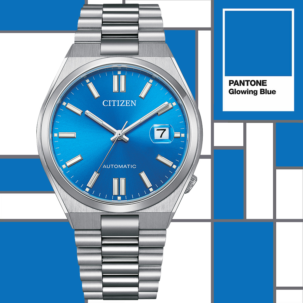 CITIZEN星辰 Mechanical系列 PANTONE限定 時尚機械腕錶-藍 40mm/NJ0158-89L