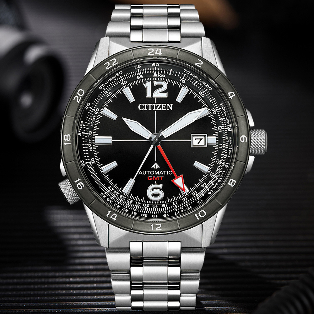 CITIZEN星辰 PROMASTER系列 台灣限量100只 GMT 飛行機械腕錶 44.5mm / NB6046-59E