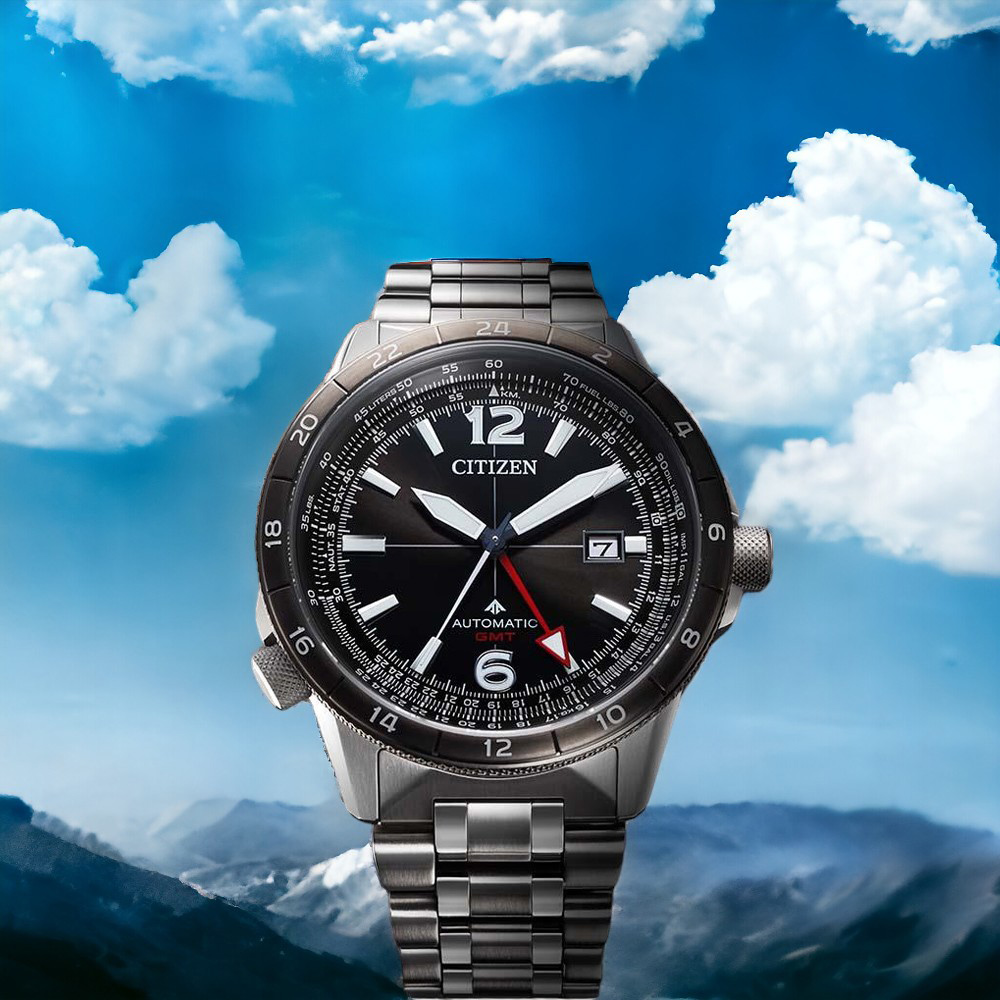 CITIZEN 星辰 PROMASTER 限量 飛行錶 GMT 兩地時間 抗磁 機械錶 手錶 男錶-NB6046-59E