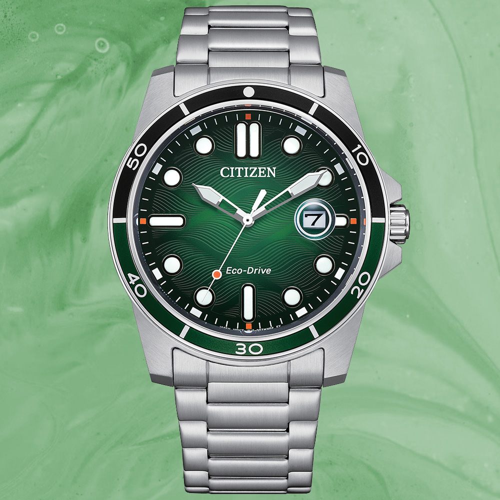 CITIZEN星辰 GENTS系列 光動能 水波紋時尚腕錶 41.5mm / AW1811-82X