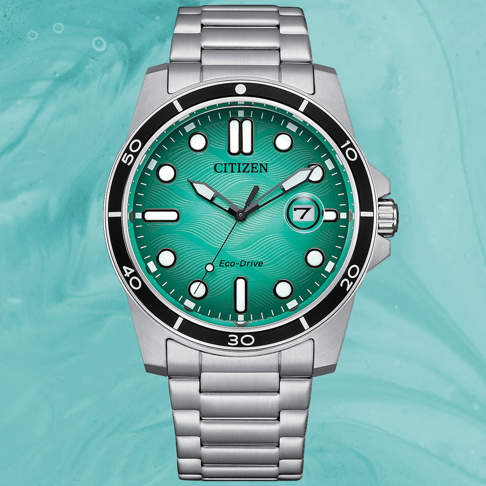 CITIZEN星辰 GENTS系列 光動能 水波紋時尚腕錶 41.5mm / AW1816-89L