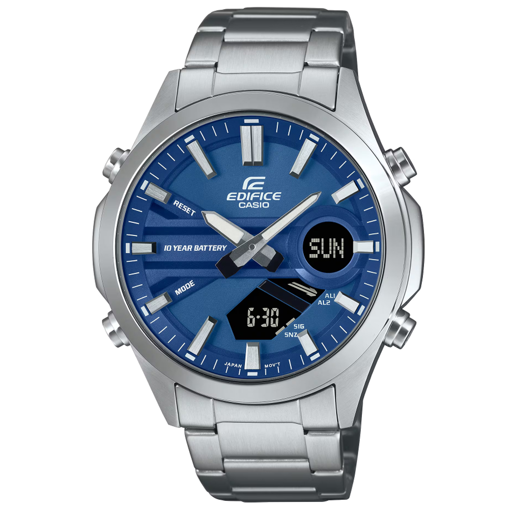 CASIO卡西歐 EDIFICE 經典運動雙顯腕錶-藍 EFV-C120D-2A