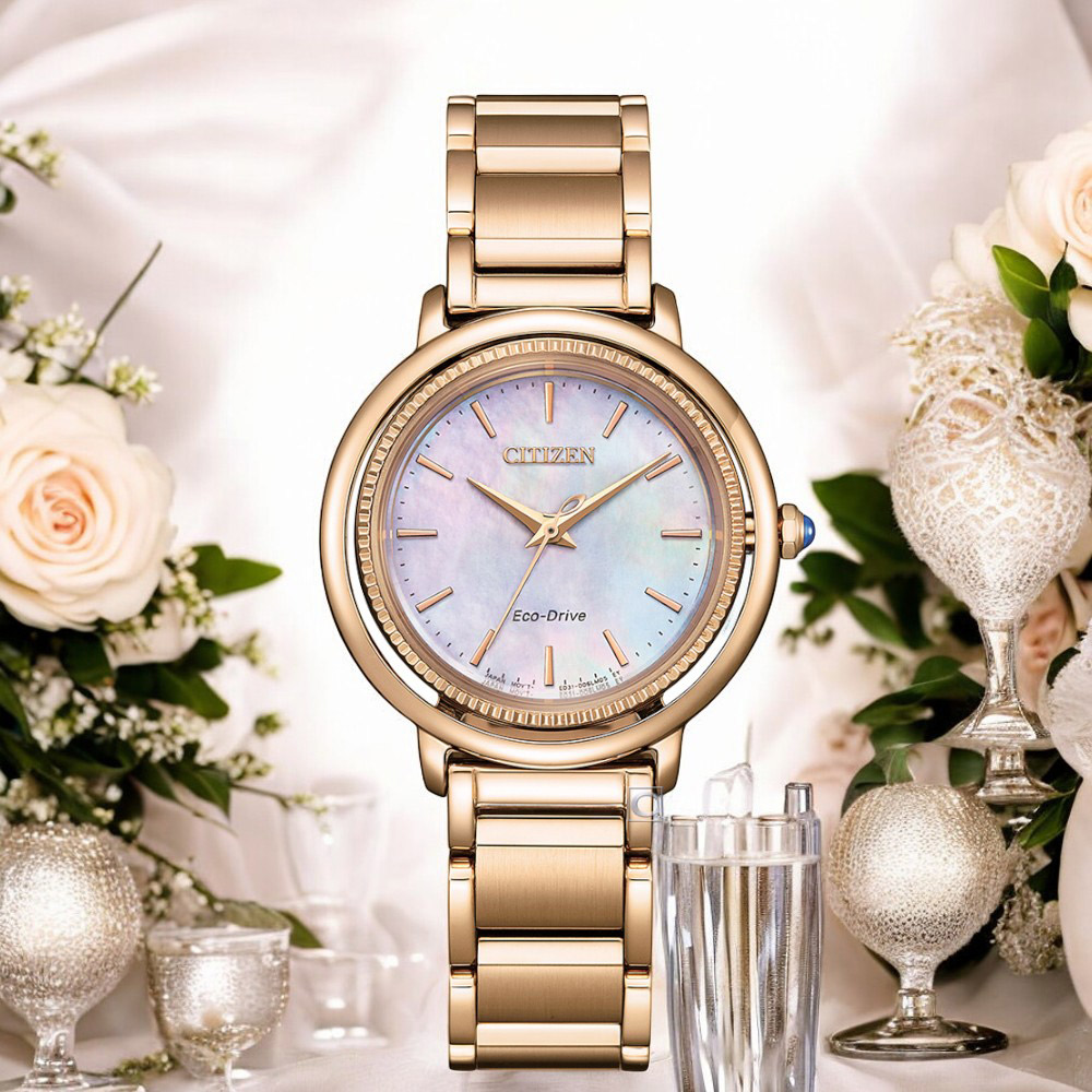 CITIZEN 星辰錶 L系列 光動能錶 珍珠母貝 女錶 手錶-EM1103-86Y