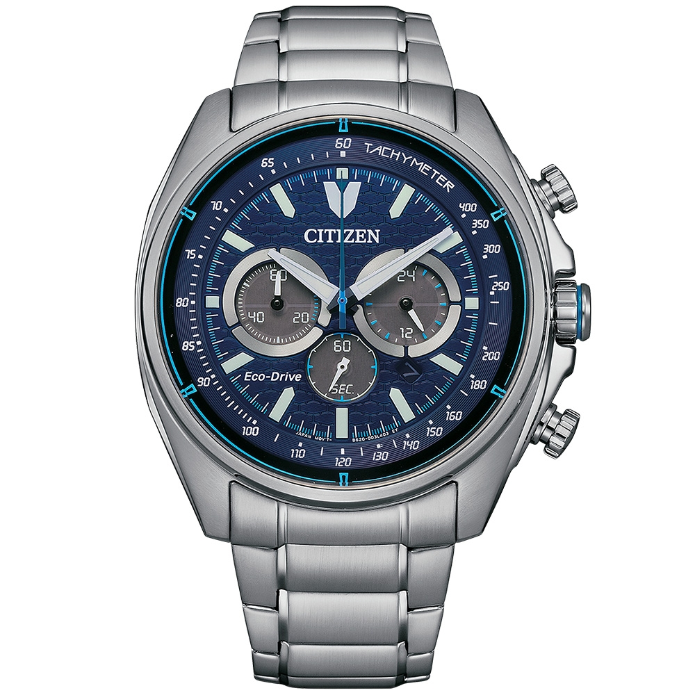 CITIZEN 星辰 競速光動能計時手錶-藍 CA4560-81L