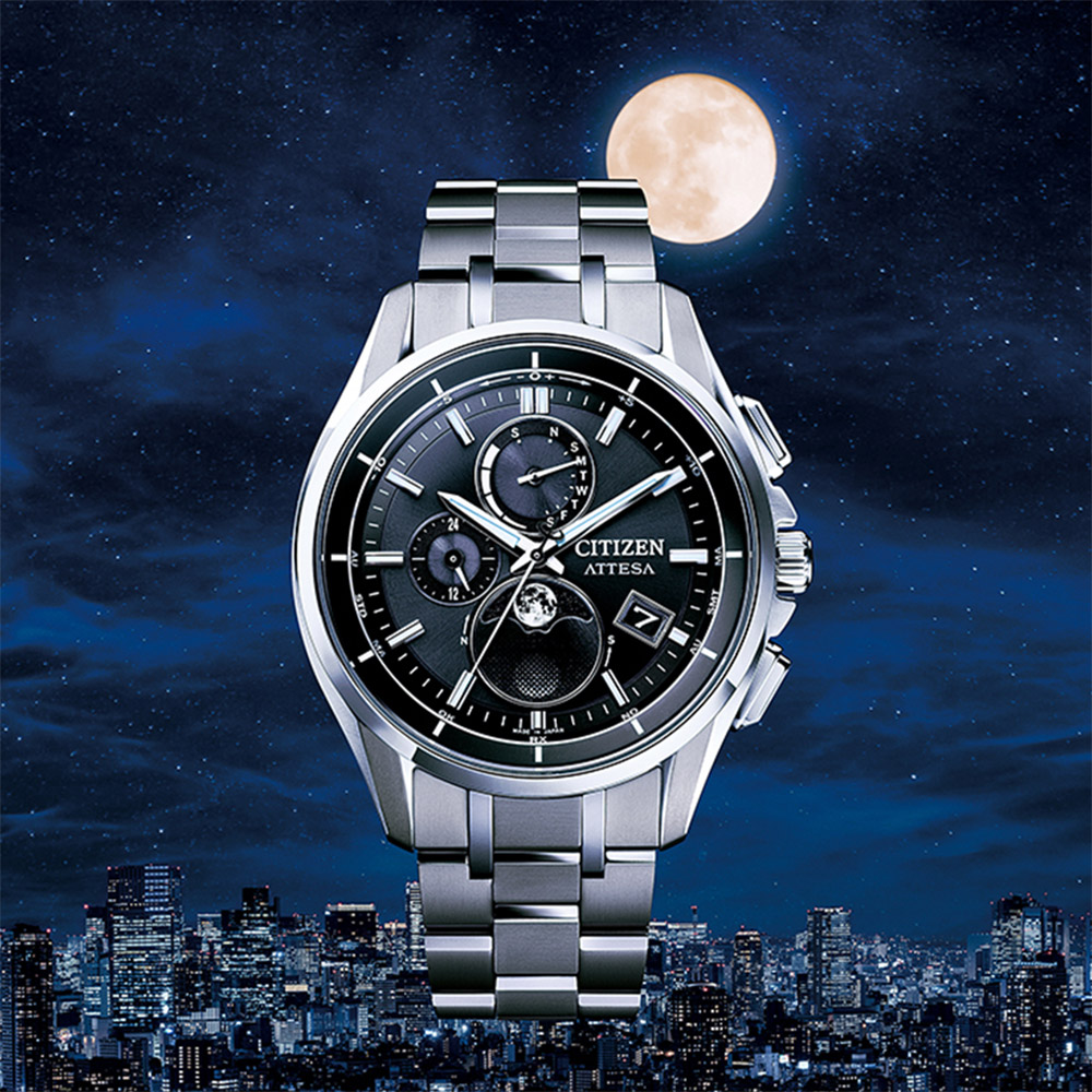 CITIZEN 星辰 月相 超級鈦光動能電波手錶 BY1001-66E