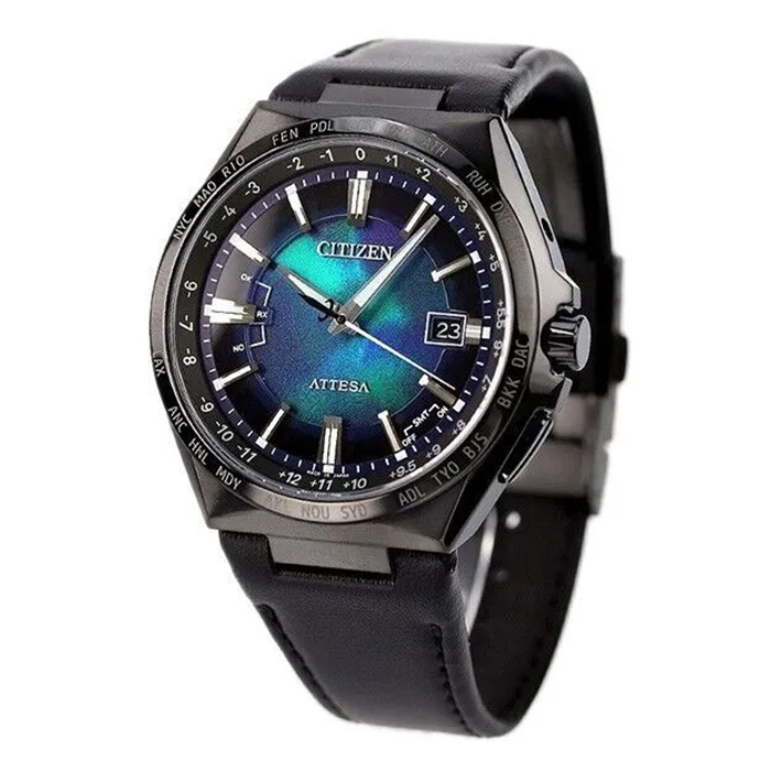 【CITIZEN】星辰 千彩之海 CB0215-18L 電波萬年曆 藍寶石鏡面 光動能 皮錶帶男錶 黑/藍 42.5mm