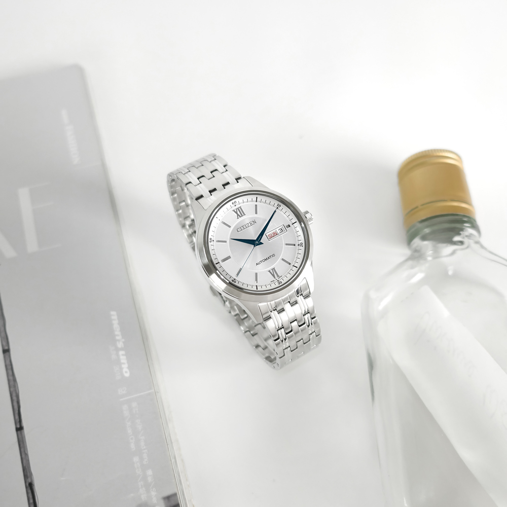CITIZEN 星辰錶 / NY4050-62A / 機械錶 自動上鍊 星期日期 藍寶石水晶玻璃 銀白色 40mm