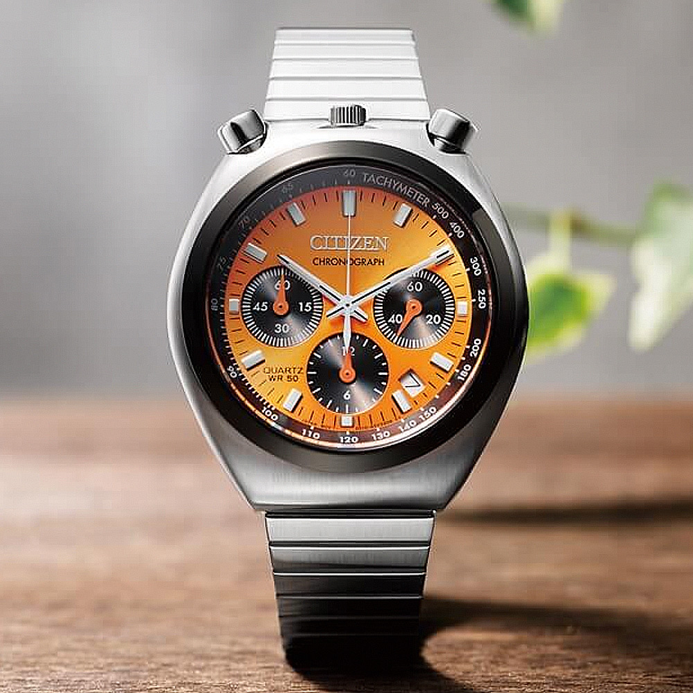 CITIZEN 星辰 限定款 牛頭錶 計時手錶-橘 Chronograph Tsuno Chrono(AN3660-81X)