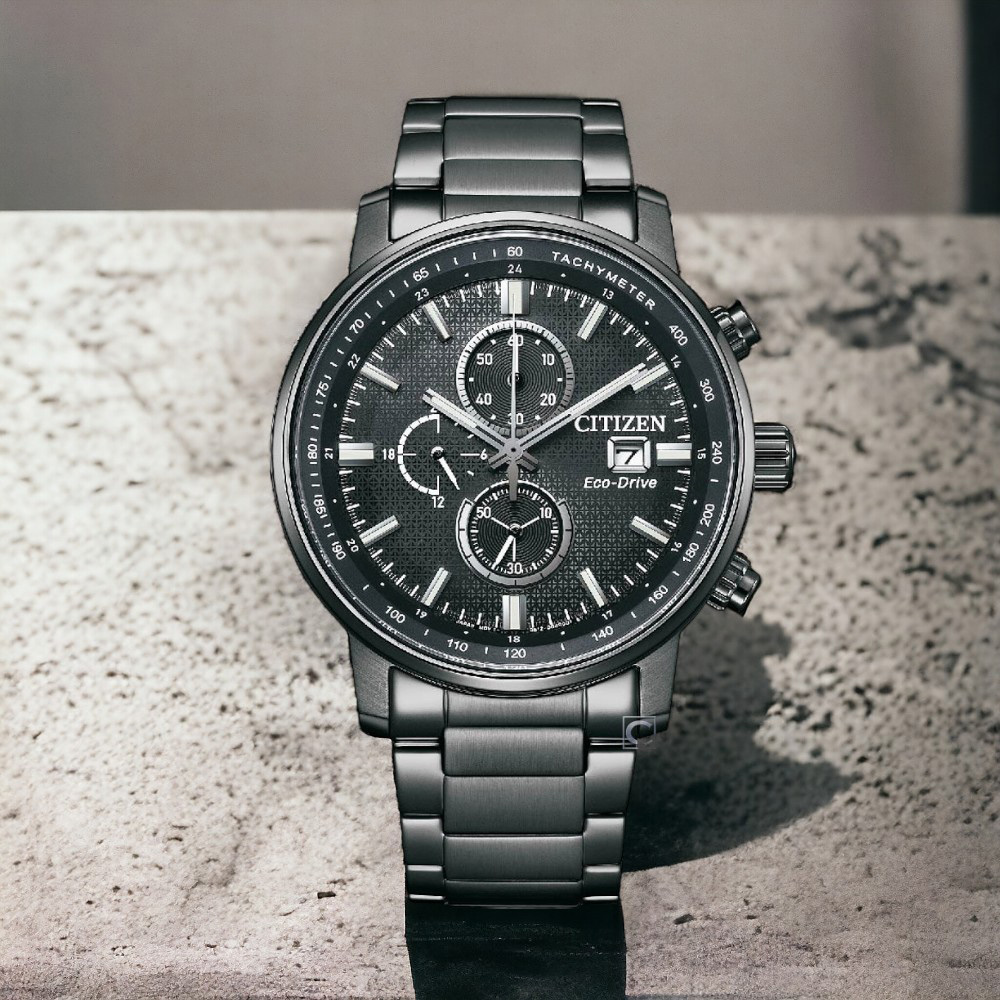 CITIZEN 星辰 亞洲限定 情人節推薦款 光動能計時手錶-黑43mm/CA0845-83E