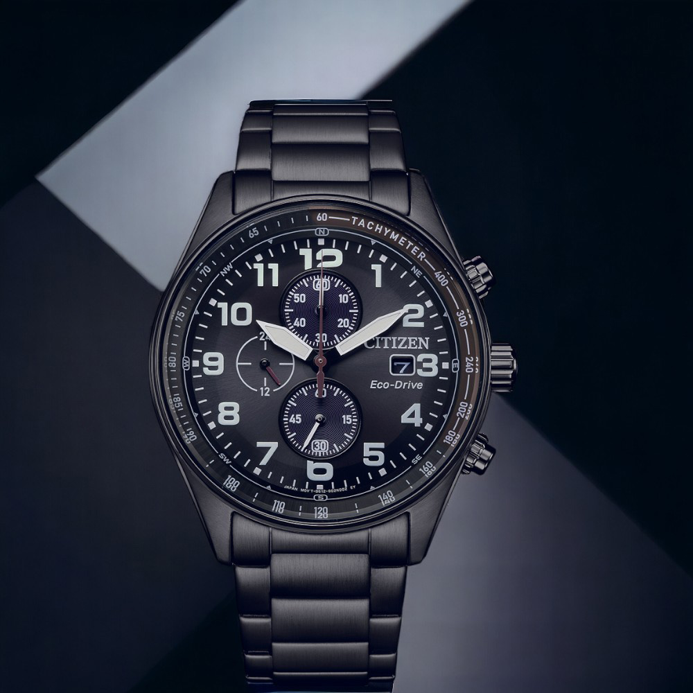 CITIZEN 星辰 光動能 三眼計時腕錶-42.5mm CA0775-79E