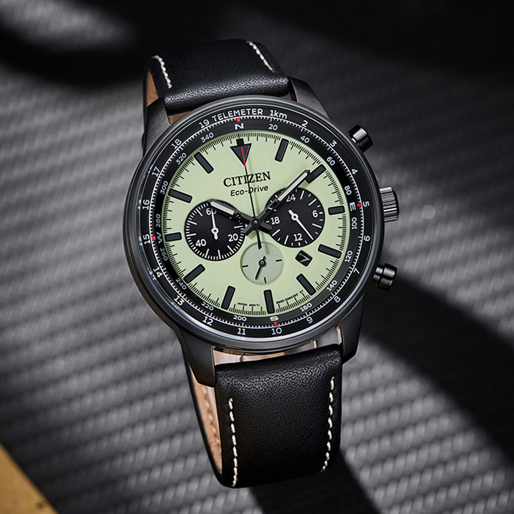 CITIZEN 星辰 Chronograph 夜光賽車運動風格計時男錶/44mm(CA4505-21X)