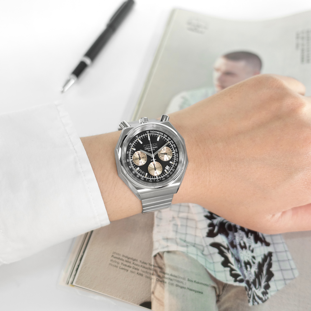 CITIZEN 星辰錶 / AN3700-54E / 三眼計時 日期 日本機芯 不鏽鋼手錶 黑色 38mm