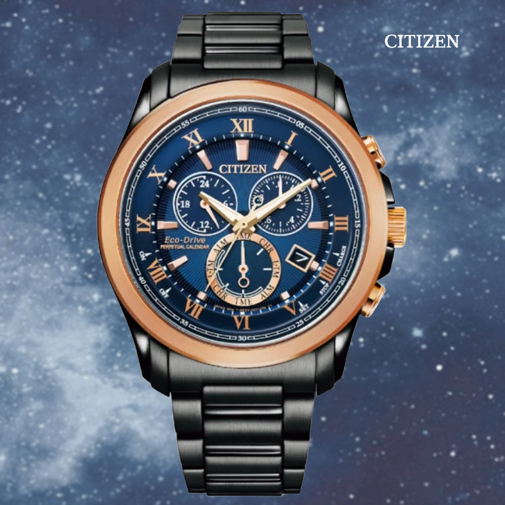 CITIZEN 星辰 GENTS 亞洲限定 光動能 碼錶計時 三眼潮男腕錶-藍面43mm(BL5546-81L)