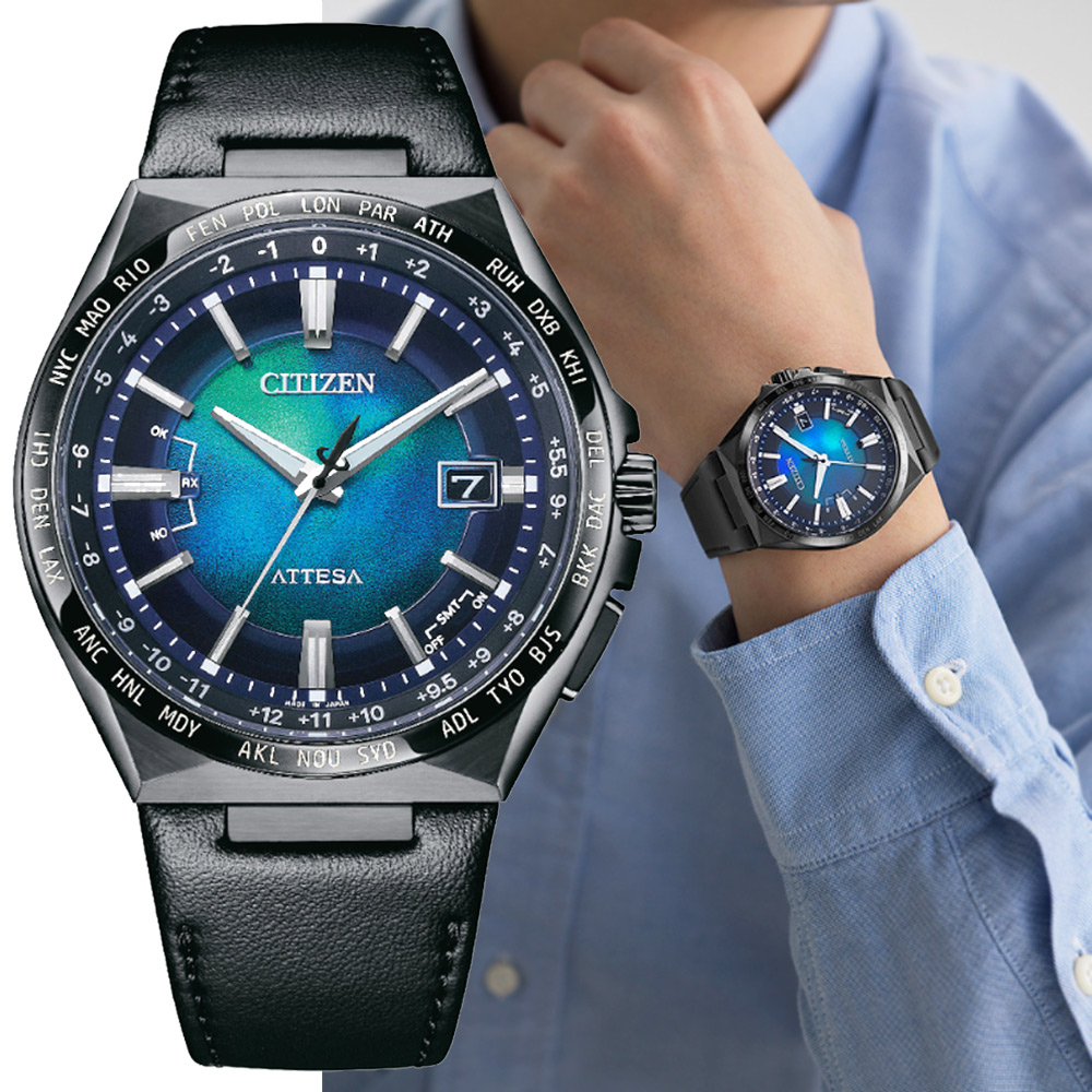 CITIZEN 星辰 GENTS千彩之海 光動能電波對時 鈦金屬腕錶-42.5mm(CB0215-18L)