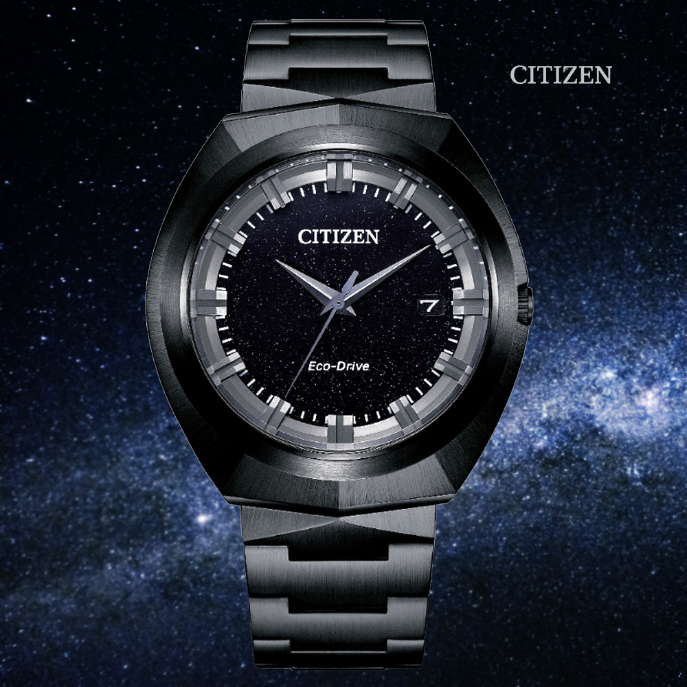 CITIZEN 星辰 GENTS 無際星輝限定款 流線設計 光動能不鏽鋼腕錶-黑42.5mm(BN1015-52E)