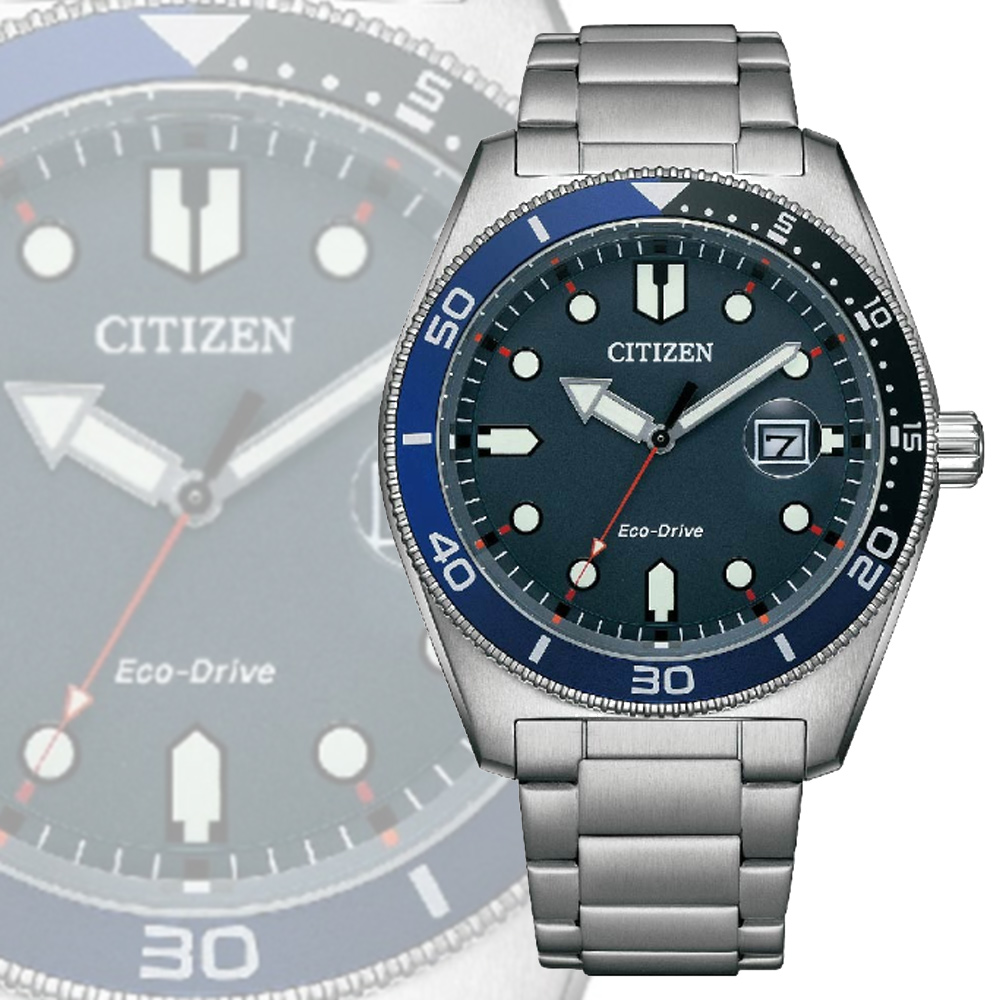 CITIZEN 星辰 GENTS 光動能 復古玩色運動風腕錶-藍色43mm(AW1761-89L)