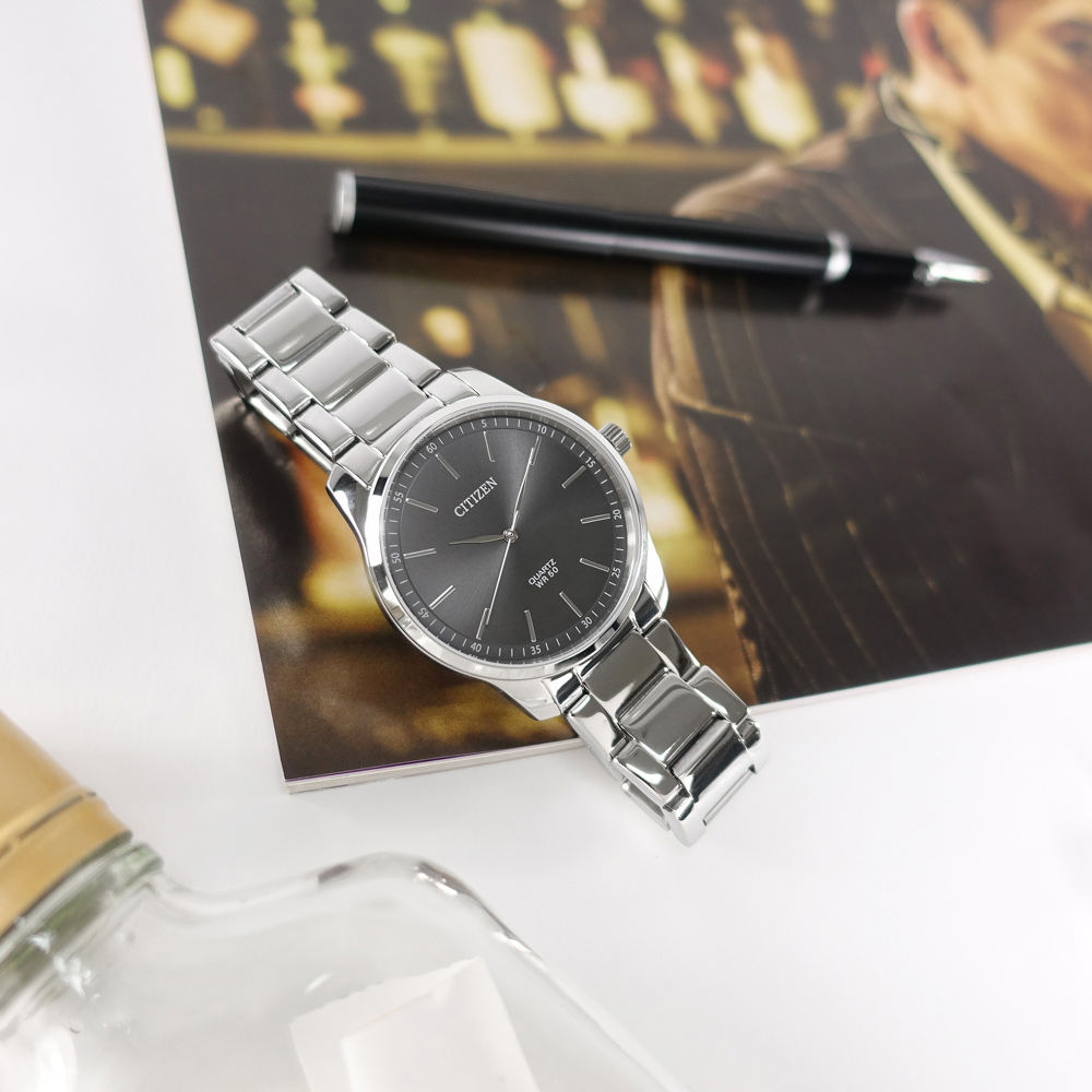 CITIZEN 星辰表 / BH5001-56H / 簡約時尚 礦石強化玻璃 日本機芯 不鏽鋼手錶 灰色 42mm