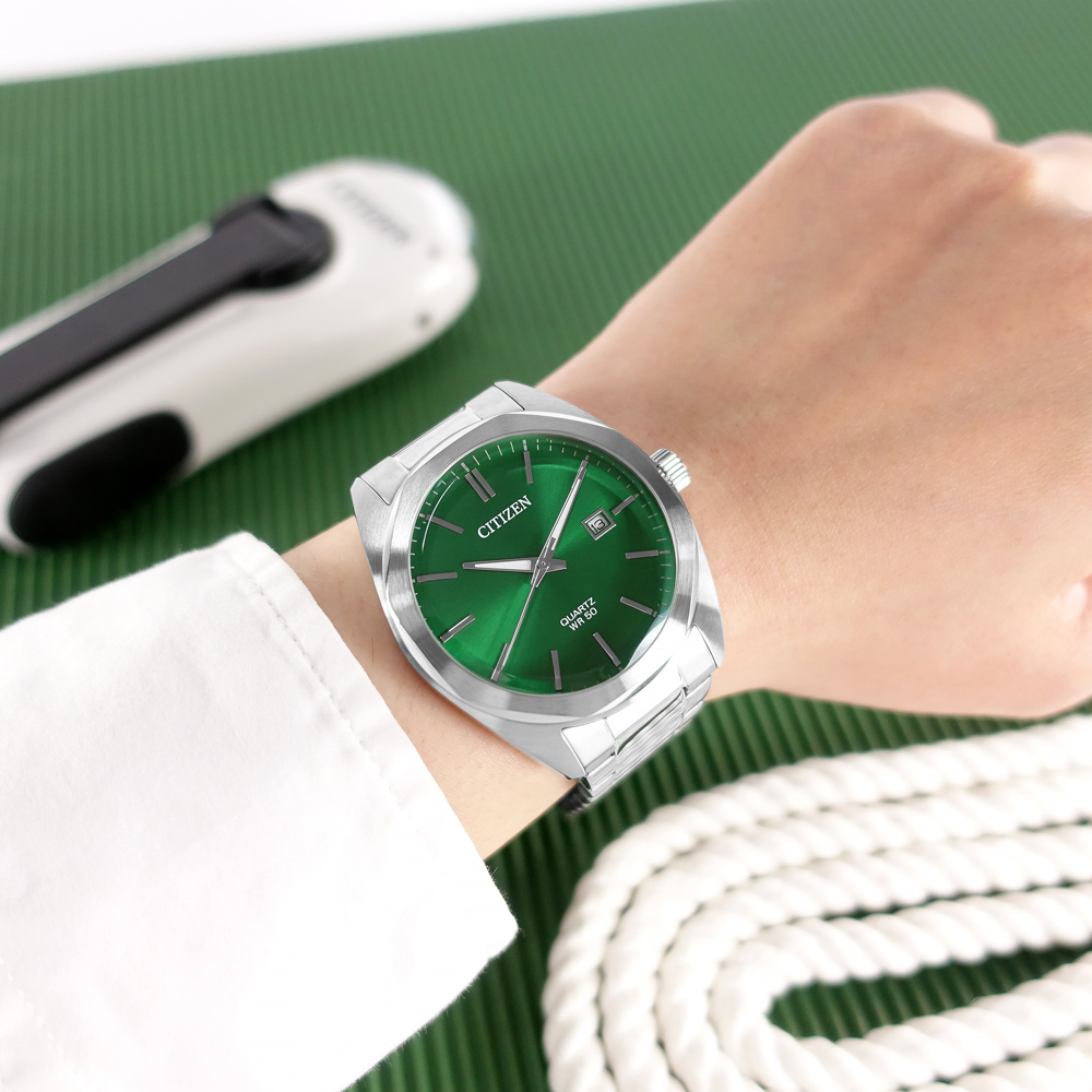 CITIZEN 星辰表 / BI5110-54X / 礦石強化玻璃 日本機芯 日期 不鏽鋼手錶 綠色 41mm