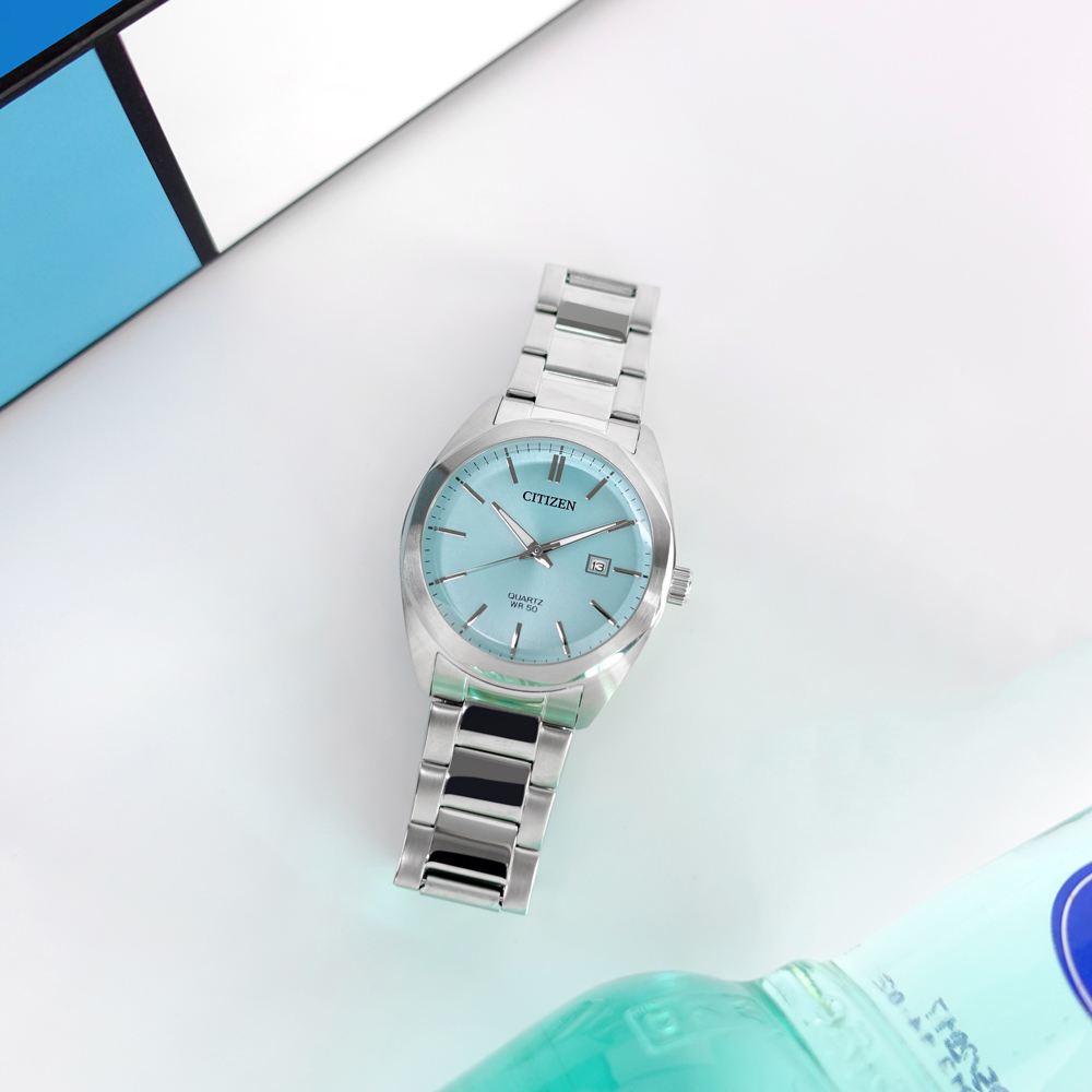 CITIZEN 星辰表 / BI5110-54M / 礦石強化玻璃 日本機芯 日期 不鏽鋼手錶 湖水藍色 41mm
