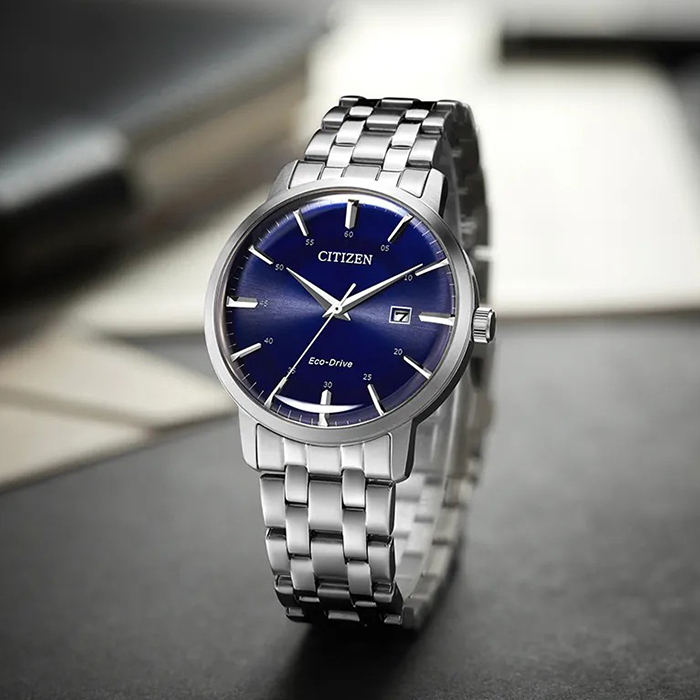 【CITIZEN】星辰 Eco-Drive光動能 BM7461-85L 數字 日期顯示 鋼錶帶男錶 藍/銀 40mm