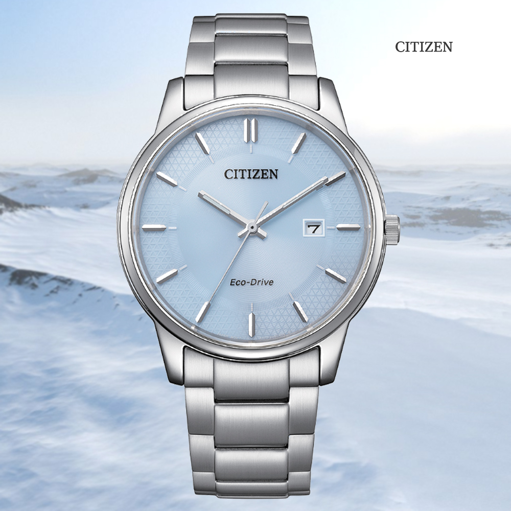 CITIZEN 星辰 PAIR 光動能 日系簡約 大三針潮男腕錶-冰雪藍40mm(BM6978-77L)