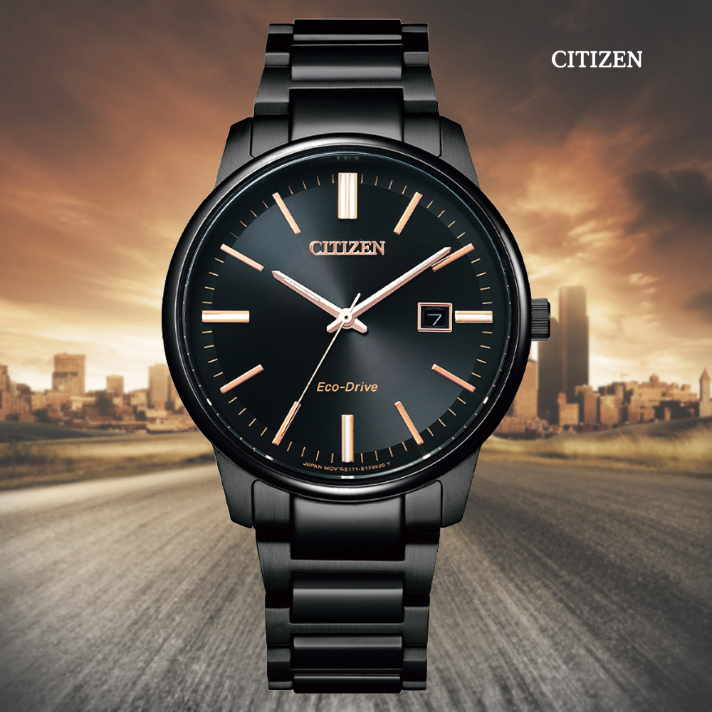 CITIZEN 星辰 PAIR 光動能時尚簡約黑鋼腕錶-39.2mm BM7527-89E