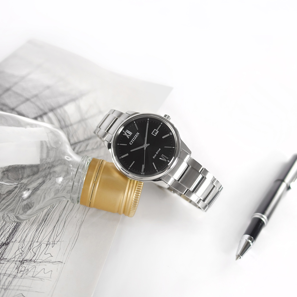 CITIZEN 星辰錶 / BM6978-77E / 光動能 藍寶石水晶玻璃 日期 不鏽鋼手錶 黑色 40mm
